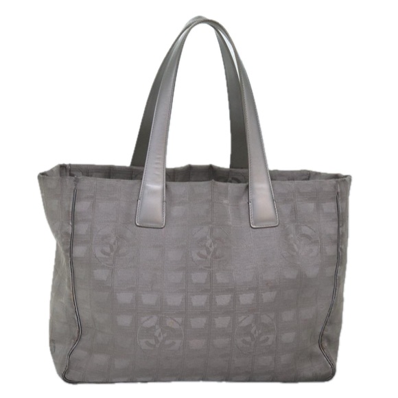 CHANEL New Travel Line Tote Bag Nylon Silver CC Auth bs15032 - Picture 1 of 16